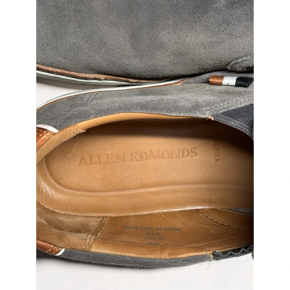 Allen Edmonds Men's Alpha Loafer Size 8.5 D Suede Slip On Sneaker Grey Suede EUC